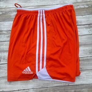 VTG Y2K Adidas Climalite Shorts M Orange 3 Stripe Drawstring ABZ001 Basketball